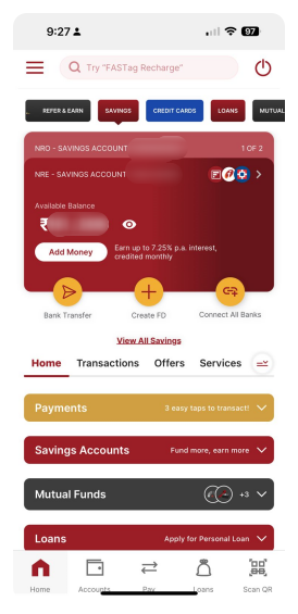 IDFC Bank Mobile Banking App Screenshots